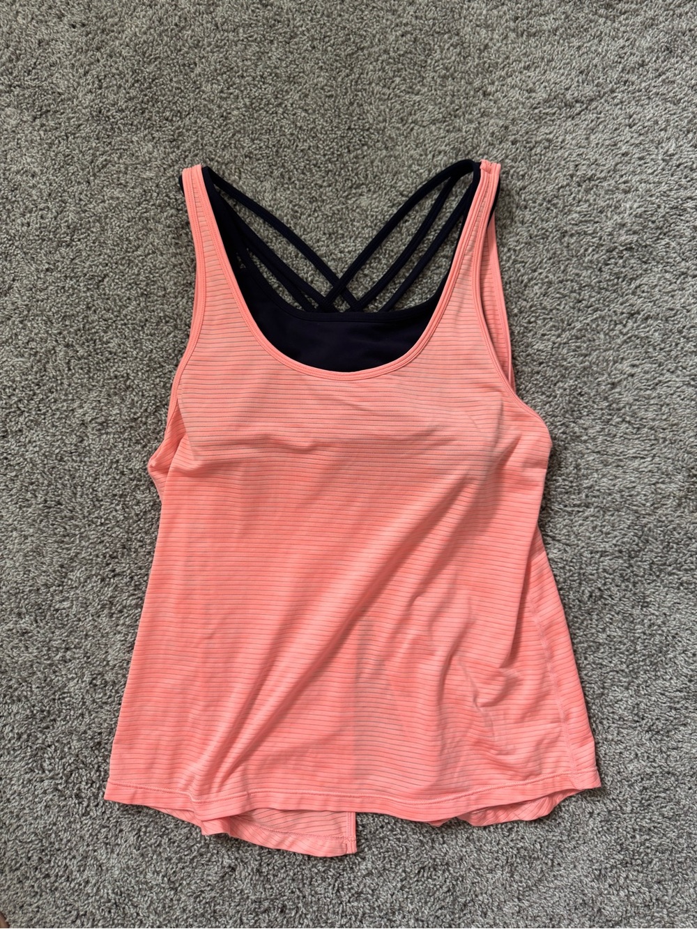 Athleta Coral Tank with Navy Built-In Bra